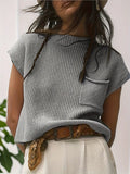 NEW Essnce Cap Sleeve Pocket Knit Top For Women