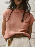 NEW Essnce Cap Sleeve Pocket Knit Top For Women