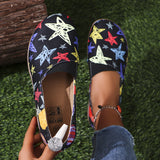 Vibrant Geometric Print Canvas Loafers - Ultra-Lightweight, Slip-On, Comfortable Flat Shoes for Women - Perfect for Daily Wear, Summer, Fall, and Independence Day Celebrations