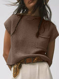 NEW Essnce Cap Sleeve Pocket Knit Top For Women