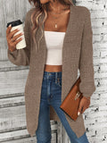 NEW LUNE Solid Drop Shoulder Open Front Cardigan