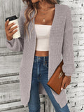 NEW LUNE Solid Drop Shoulder Open Front Cardigan