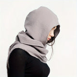 Boho Chic Hooded Scarf - Warm, Windproof Shawl for Autumn & Winter | Polyester, Elastic Fit