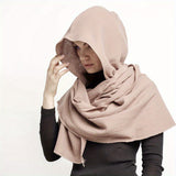 Boho Chic Hooded Scarf - Warm, Windproof Shawl for Autumn & Winter | Polyester, Elastic Fit
