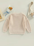 Toddler's Cozy Knit Sweater - Soft Long Sleeve Round Neck Pullover with Solid Color and Loose Fit Design - Perfect for Casual Daily Wear and Outdoor Play