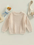 Toddler's Cozy Solid Color Long Sleeve Loose Knit Sweater Pullover - Soft, Breathable, and Comfortable for Everyday Wear - Perfect for Casual Outings and Playdates