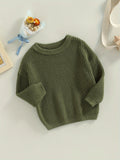 Toddler's Cozy Knit Sweater - Soft Long Sleeve Round Neck Pullover with Solid Color and Loose Fit Design - Perfect for Casual Daily Wear and Outdoor Play