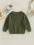 Toddler's Cozy Knit Sweater - Soft Long Sleeve Round Neck Pullover with Solid Color and Loose Fit Design - Perfect for Casual Daily Wear and Outdoor Play