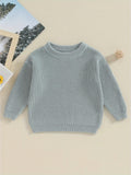 Toddler's Cozy Solid Color Knit Long Sleeve Round Neck Autumn Sweater - Soft, Warm, and Breathable Pullover Winter Sweatshirt for Boys and Girls - Perfect for Casual Daily Wear and Outdoor Play