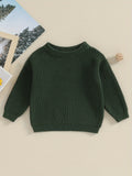 Toddler's Cozy Solid Color Knit Long Sleeve Round Neck Autumn Sweater - Soft, Warm, and Breathable Pullover Winter Sweatshirt for Boys and Girls - Perfect for Casual Daily Wear and Outdoor Play