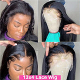 200% Density 13X4 HD Lace Front Wig Straight Lace Front Wigs Human Hair 100% Brazilian Human Hair Wig Natural 13X4 Full Edges Lace Pre-Plucked Lace Wig With Baby Hair For Women Ear To Ear Swiss HD Lace For Natural Looking