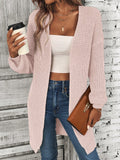 NEW LUNE Solid Drop Shoulder Open Front Cardigan