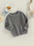 Toddler's Cozy Knit Sweater - Soft Long Sleeve Round Neck Pullover with Solid Color and Loose Fit Design - Perfect for Casual Daily Wear and Outdoor Play