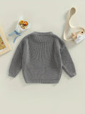 Toddler's Cozy Solid Color Long Sleeve Loose Knit Sweater Pullover - Soft, Breathable, and Comfortable for Everyday Wear - Perfect for Casual Outings and Playdates