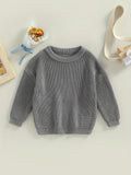 Toddler's Cozy Solid Color Long Sleeve Loose Knit Sweater Pullover - Soft, Breathable, and Comfortable for Everyday Wear - Perfect for Casual Outings and Playdates