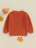 6 Months-4 Years Adorable Toddler Baby Girls' Pumpkin Pattern Halloween Long Sleeve Round Neck Chunky Knit Sweater - Soft and Cozy Pullover for Autumn and Winter - Perfect for Dressing Up or Everyday Wear