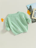 Adorable Baby Girl Flower Long Sleeve Crew Neck Winter Warm Knit Pullover Sweater - Soft, Breathable, and Cozy Infant Clothes for Cold Weather - Perfect for Everyday Wear and Special Occasions