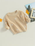 Adorable Baby Girl Flower Long Sleeve Crew Neck Winter Warm Knit Pullover Sweater - Soft, Breathable, and Cozy Infant Clothes for Cold Weather - Perfect for Everyday Wear and Special Occasions