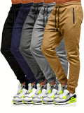 5pcs Men Jogger Sweatpants with Zipped Pockets Stretch Fabric Active Pants for Gym Running Workout Athletic Bottom Sweatpants