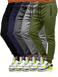 5pcs Men Jogger Sweatpants with Zipped Pockets Stretch Fabric Active Pants for Gym Running Workout Athletic Bottom Sweatpants