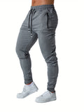 5pcs Men Jogger Sweatpants with Zipped Pockets Stretch Fabric Active Pants for Gym Running Workout Athletic Bottom Sweatpants