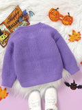 Cute Knitted Ghost Pumpkin Cardigan Sweater - Soft, Warm, Crew Neck, Embroidery Design, Fall Winter Jacket - Halloween Themed Baby Girls' Clothing for Cold Weather