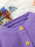 Cute Knitted Ghost Pumpkin Cardigan Sweater - Soft, Warm, Crew Neck, Embroidery Design, Fall Winter Jacket - Halloween Themed Baby Girls' Clothing for Cold Weather