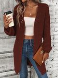 NEW LUNE Solid Drop Shoulder Open Front Cardigan