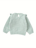 6 Months-3 Years Toddler Baby Girl Sweater, Long Sleeve Crew Neck Frills Solid Fall Winter Warm Knit Pullover Sweater Clothes