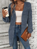 NEW LUNE Solid Drop Shoulder Open Front Cardigan