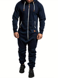 Men's Premium Hooded Fleece Jumpsuit - Fleece - Long Sleeve Full Zipper Overalls with Kangaroo Pockets for Ultimate Warmth and Convenience - Soft, Breathable, and Durable Design for Outdoor Activities