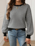 NEW LUNE Women's Tightened Cuff Contrast Fine Striped Casual Sweater With Round Neckline For Autumn And Winter