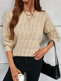 NEW LUNE Women's Tightened Cuff Contrast Fine Striped Casual Sweater With Round Neckline For Autumn And Winter