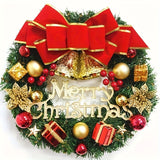 1 piece front door Christmas wreath, Home Decoration Christmas door wreath, weatherproof, artificial Holly wreath with red bow, indoor or outdoor wreath Christmas decoration