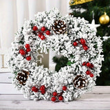 1 piece front door Christmas wreath, Home Decoration Christmas door wreath, weatherproof, artificial Holly wreath with red bow, indoor or outdoor wreath Christmas decoration