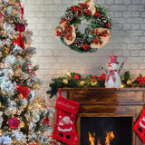 1 piece front door Christmas wreath, Home Decoration Christmas door wreath, weatherproof, artificial Holly wreath with red bow, indoor or outdoor wreath Christmas decoration