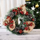 1 piece front door Christmas wreath, Home Decoration Christmas door wreath, weatherproof, artificial Holly wreath with red bow, indoor or outdoor wreath Christmas decoration