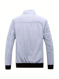 Men's casual stand-up collar slim jacket, solid color style, new choice for sports and leisure