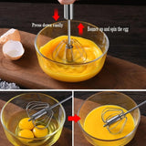 Portable Stainless Steel Semi-Automatic Rotary Whisk for Home Baking, Camping, and Picnics - Effortlessly Mix Eggs and Cream for Perfect Results