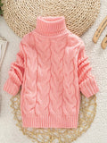 Cozy Cable Knit Long Sleeve Turtleneck Sweater for Girls - Soft, Warm, and Elegant Winter Knitwear - Long Knitted Tops for Cold Weather