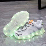 Vibrant Night Light Shoes - Rechargeable, Colorful, Luminous, Mesh Breathable, Spring and Summer Essential for Boys and Girls - Casual Sports Shoes with Nighttime Visibility