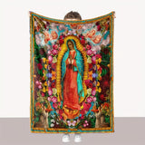 1pc Super Soft Virgin Mary Printed Fleece Blanket - Lightweight, Warm, Fluffy, and Fuzzy for Cozy Bed, Sofa, Couch, Office Nap, Car, Airplane Travel, and Camping - Ideal Bedding and Home Textiles for Cold Winter Nights