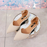 Elegant Spring-Ready Low Heel Flats – Lightweight, Pointed Toe with Secure Ankle Strap, Versatile Solid Color