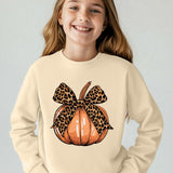 Cozy & Cute Girls' Pumpkin Print Sweatshirt - Soft Polyester, Round Neck Long Sleeve Pullover For Fall/Winter Sweatshirt For Women Sweaters For Women Cardigan