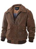 Premium Genuine Leather Mens Flight Bomber Jacket - Authentic Aviator Style, Air Force Inspired, Timeless & Durable