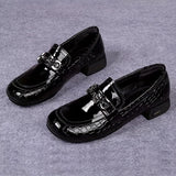 Fashionable Solid Color Slip-On Loafers - Stylish Trendy Platform Shoes with Ultra-Comfortable Breathable Fit and Durable Chunky Heel - Versatile Preppy Style for Everyday Wear