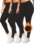 3 Pieces Thermal leggings for women in Fall and Winter, thin fleece high waist leggings workout yoga pants