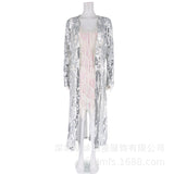 GREATNFB New Sequins Dress Long Sequin Shawl  Sexy Sequin Embroidered See-through Cardigan Hair Generation