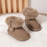 Casual Comfortable Plus Fleece Boots For Baby Boys, Non-slip Warm Furry Walking Shoes For Autumn And Winter