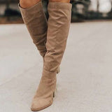 GREATBFB over the Knee Boots Women's Autumn and Winter 2020 New Chunky Heel High Heel Small Slimming Suede Boots Women's Side Zipper Long Autumn and Winter